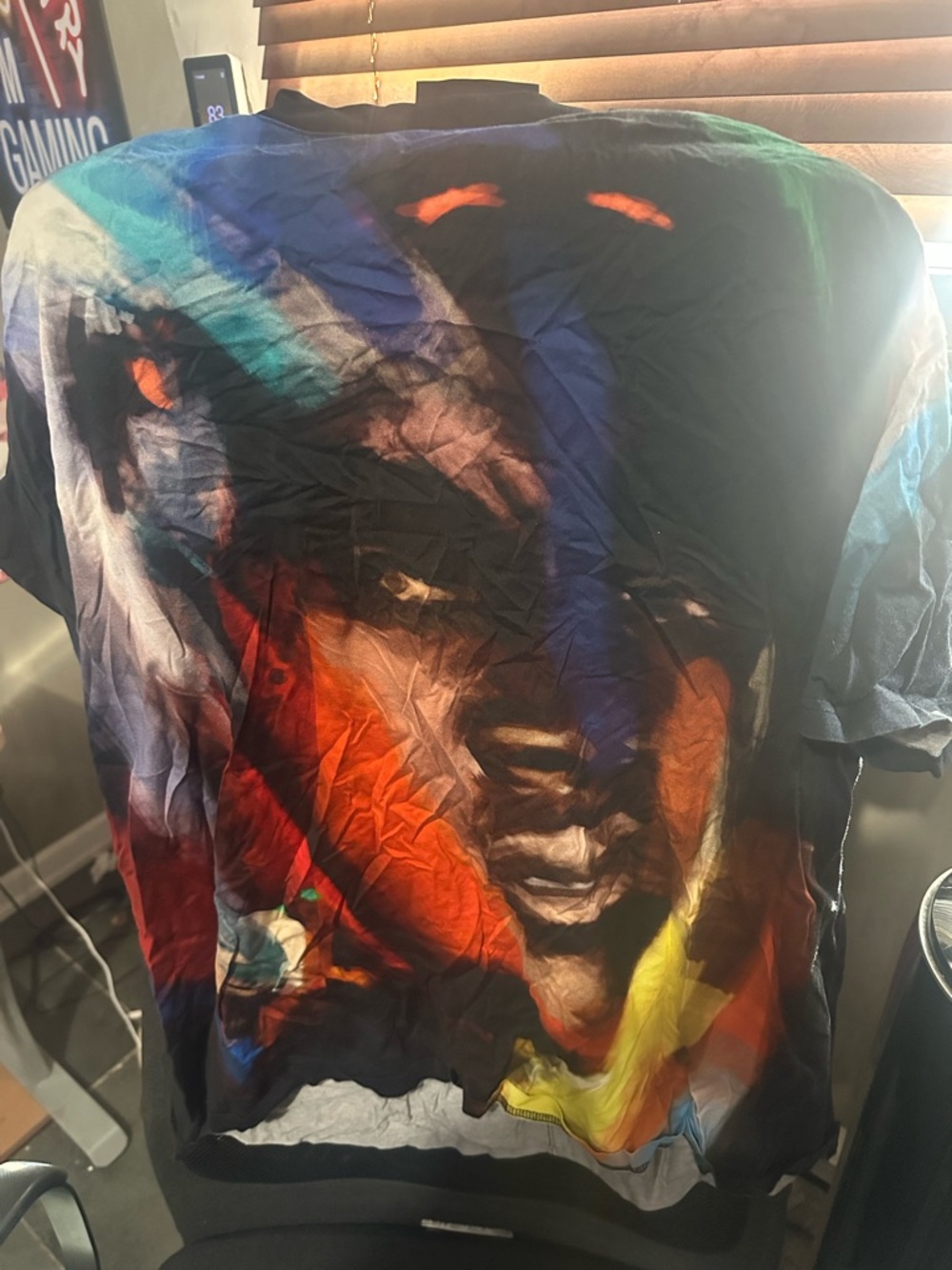 Givenchy Multicolor Short Sleeve Tee with Vivid African Portrait Graphic